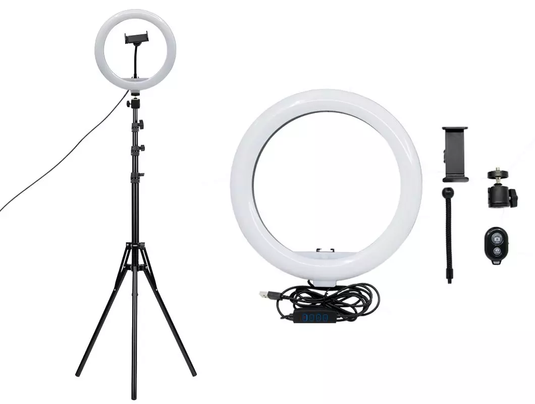 Lampa pierścieniowa LED RL-120B 12" 4Mobee + statyw